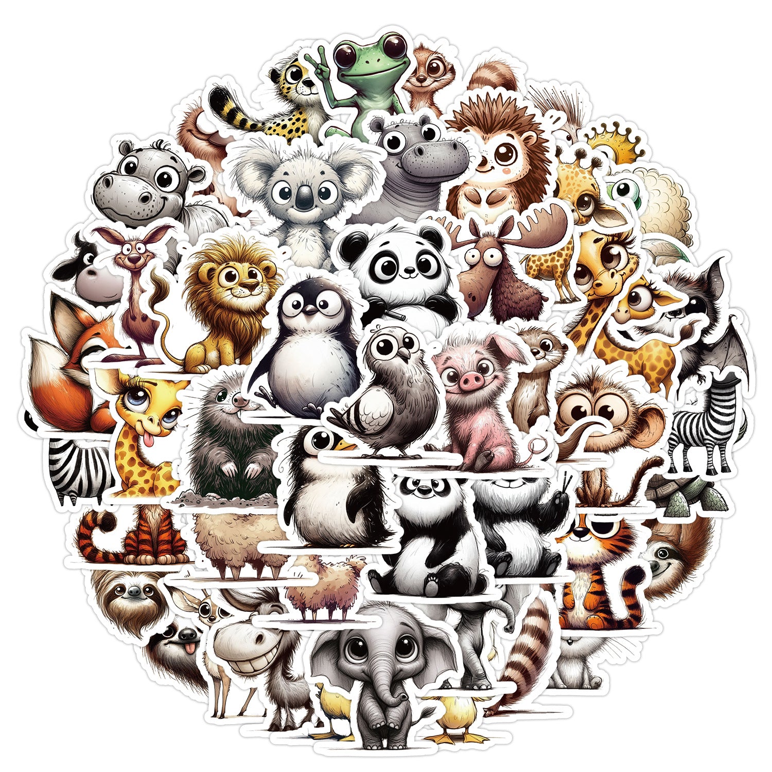 Wholesale 50pcs cute animal graffiti stickers waterproof decorative stickers